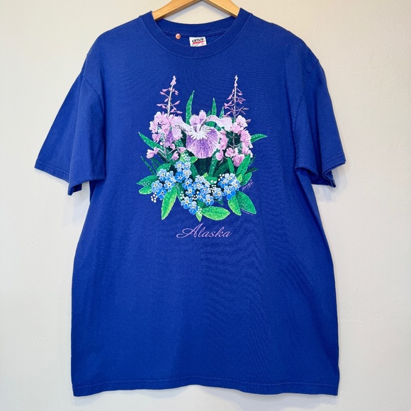 anvil | VTG Floral Center Focal Point Alaska Destination Unisex Crewneck Tee - Picture 3 of 8